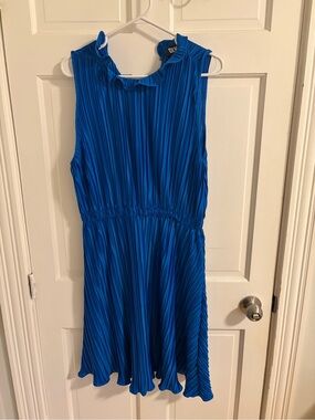 DKNY Royal Blue Pleated Midi Dress